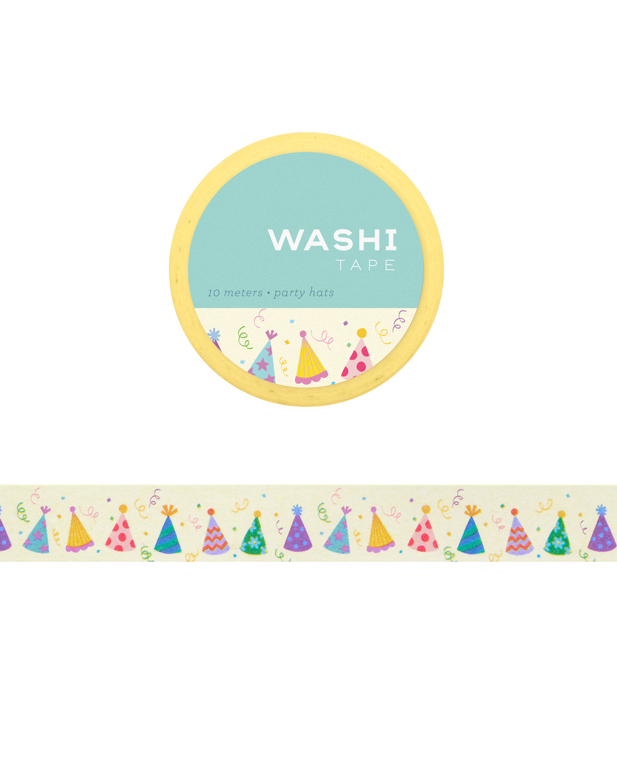 Washi tape with illustrations of various party hats