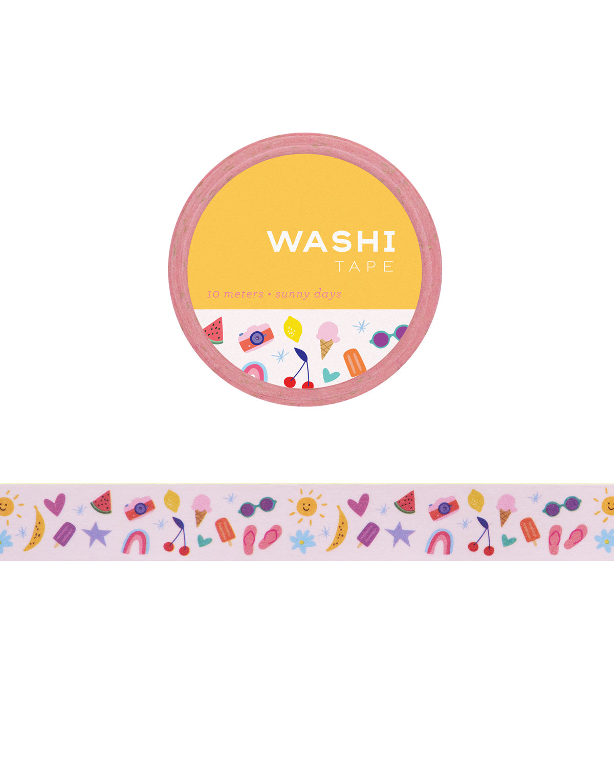 Washi tape with illustrations of various summer icons