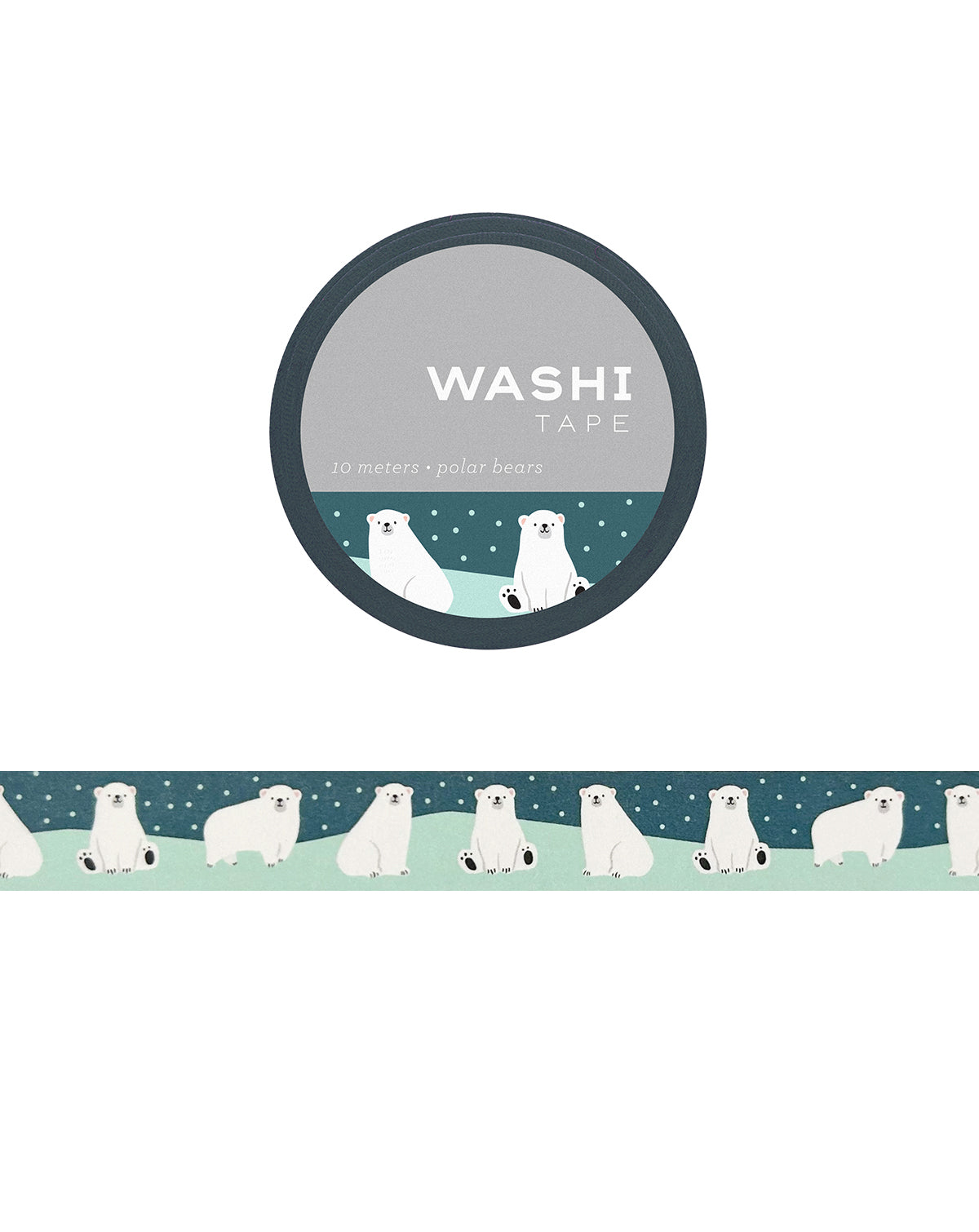Washi tape with polar bear design on a white background
