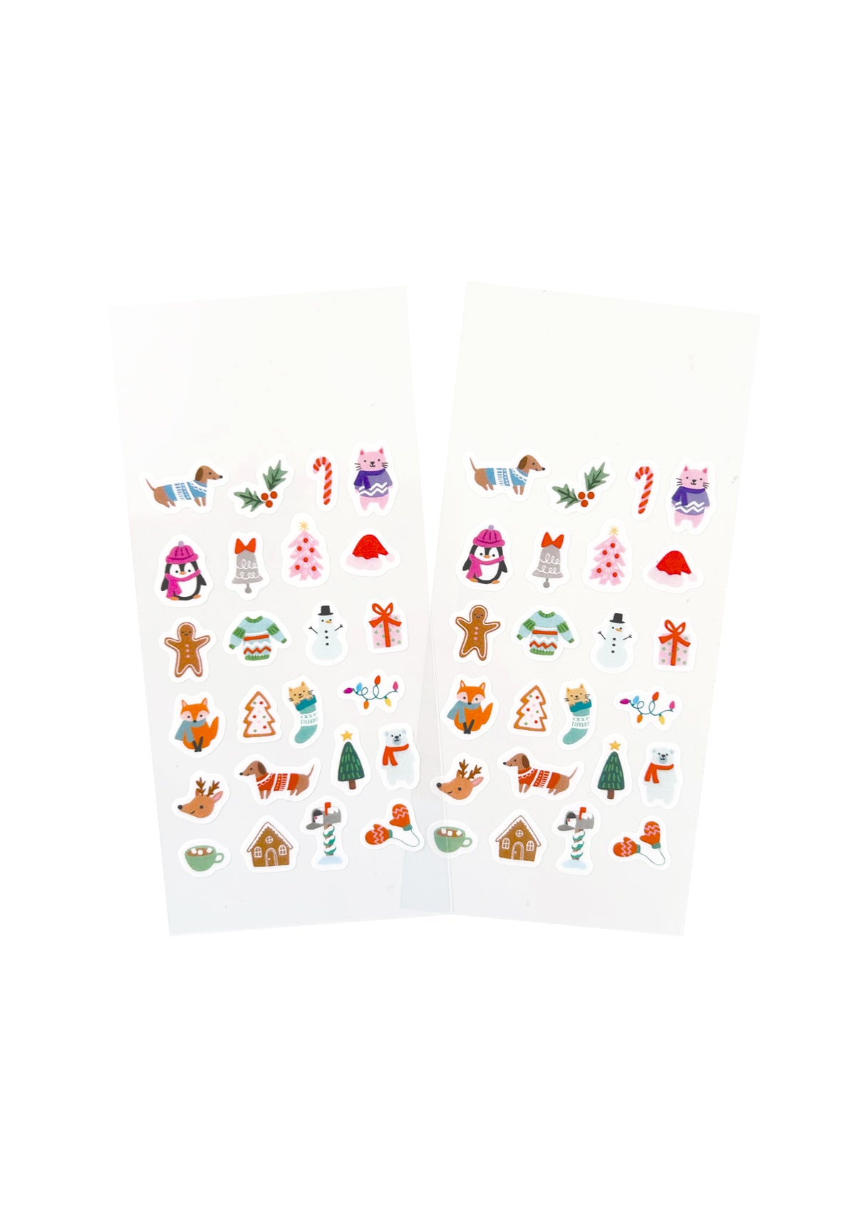 2 sheet of Christmas-themed washi stickers with various designs on a white background.