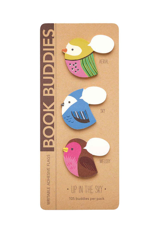 Pack of Book Buddies with bird-shaped bookmarks on a brown card.
