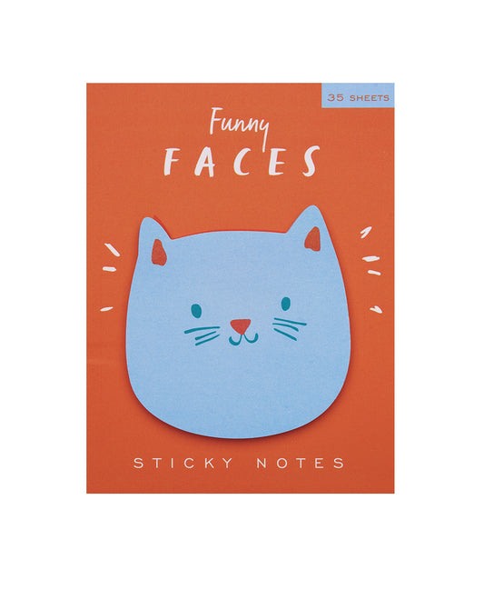Package of die-cut sticky notes featuring a smiling cat on an orange packaging card