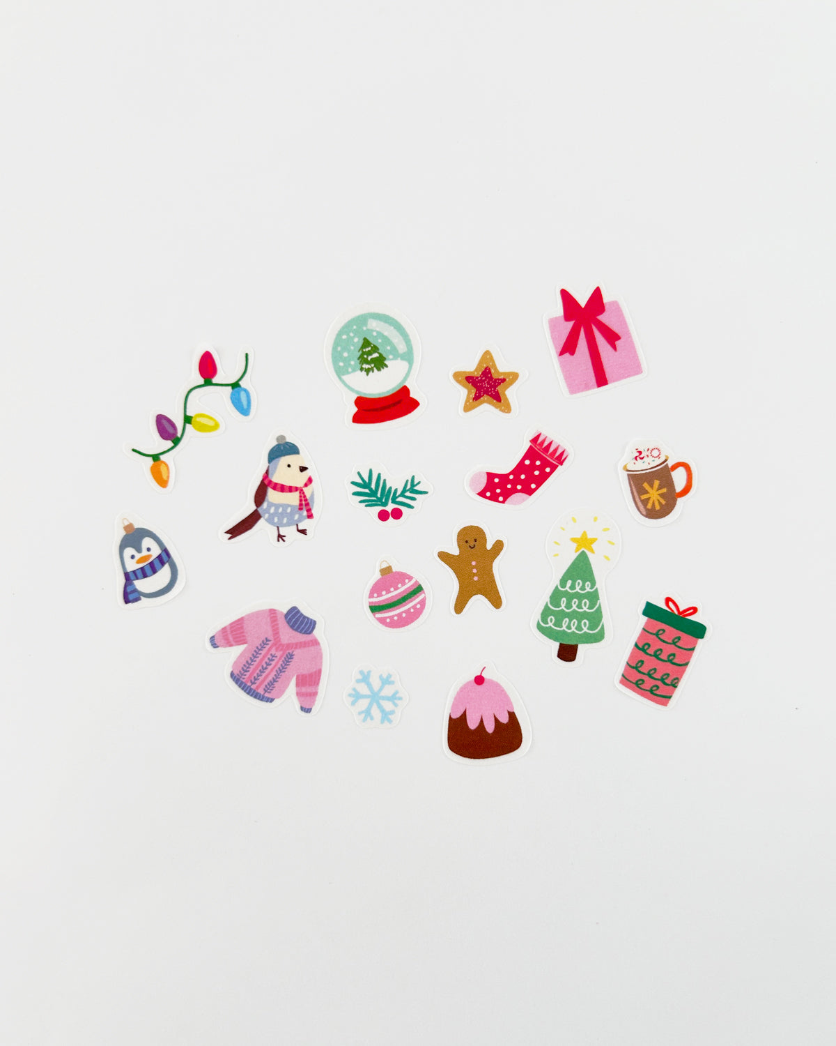 Holiday - themed  washi stickers on a white background