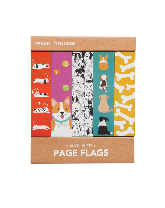 Set of illustrated page flags featuring dogs 