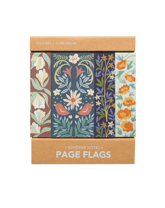 Pack of illustrated floral adhesive notes with on a white background