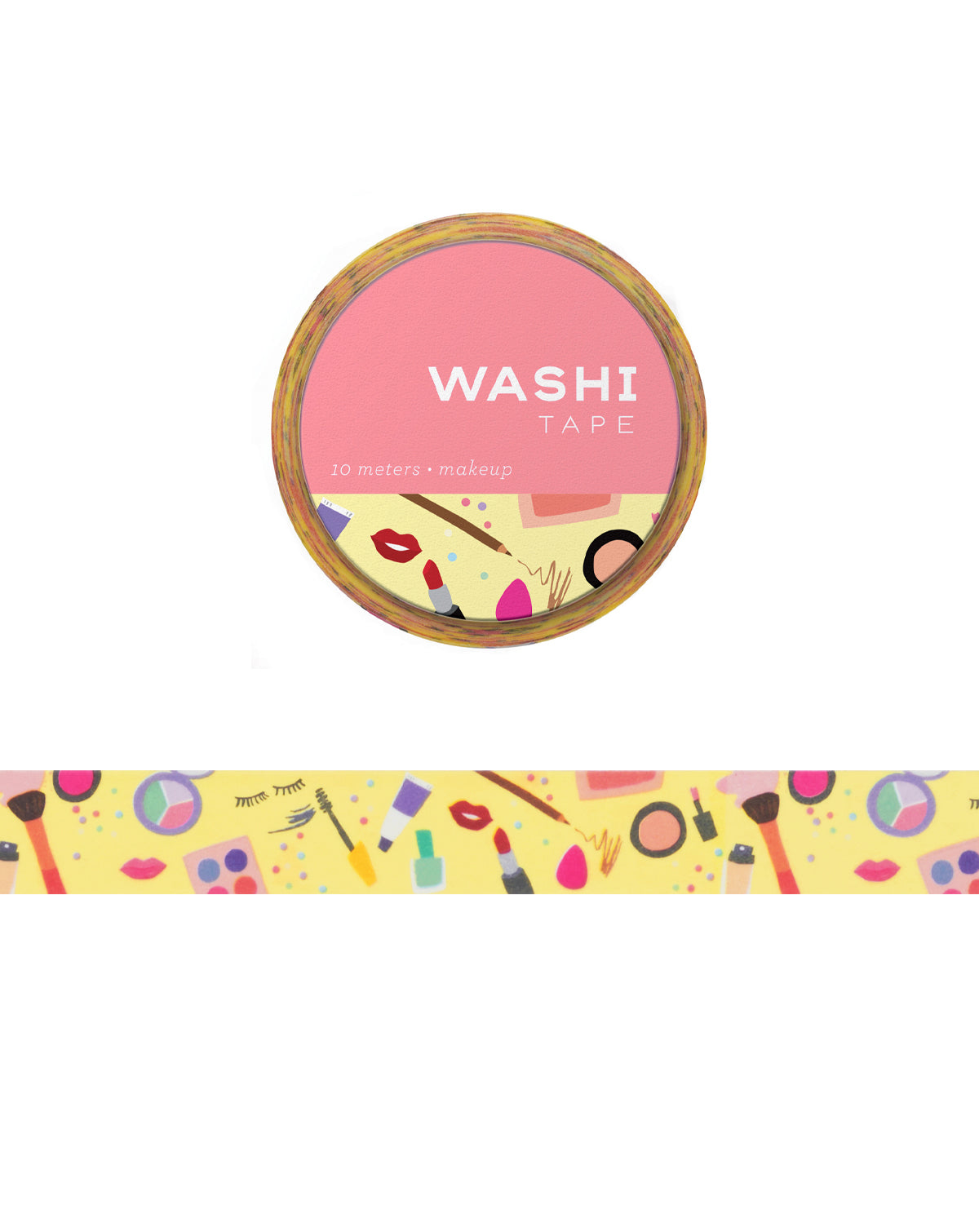 Washi tape with an illustration of make up and make up tools