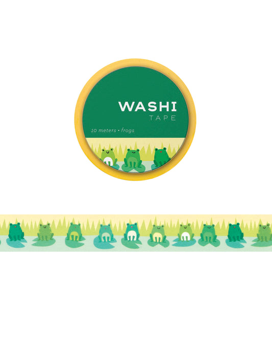 Washi tape with an illustration of frogs on lily pads