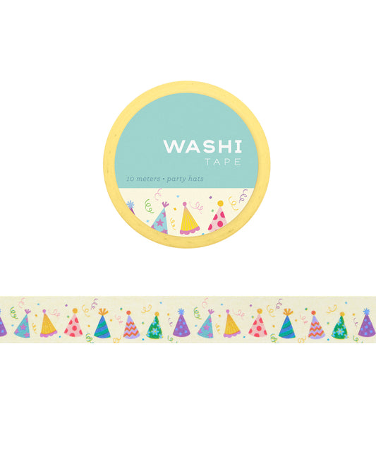 Washi tape with illustrations of various party hats