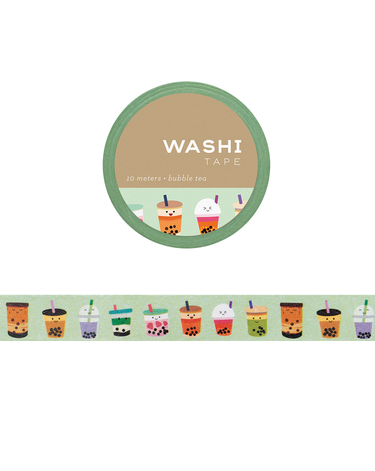 Washi tape with bubble tea design on a white background