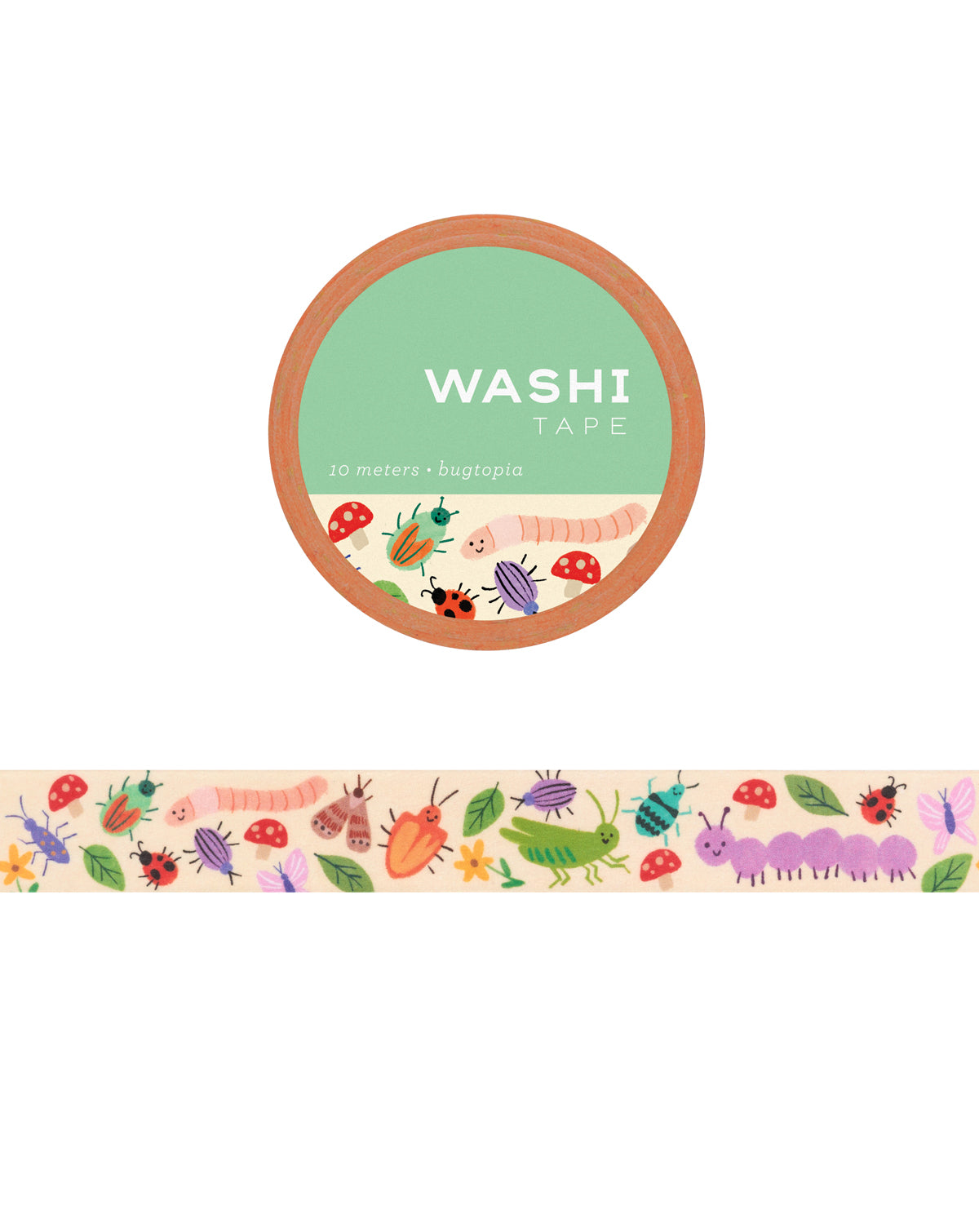 Washi tape with insect design on a white background.