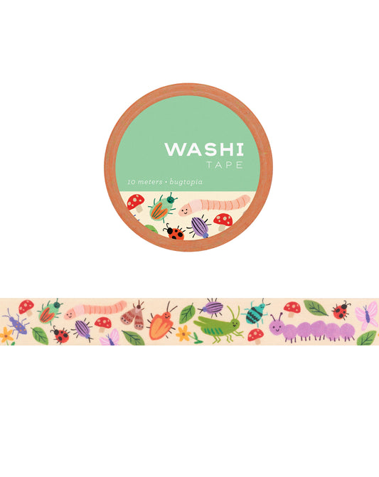 Washi tape with insect design on a white background.