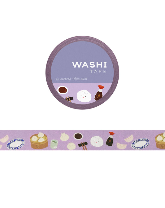 Washi tape with dim sum illustrations on a white background