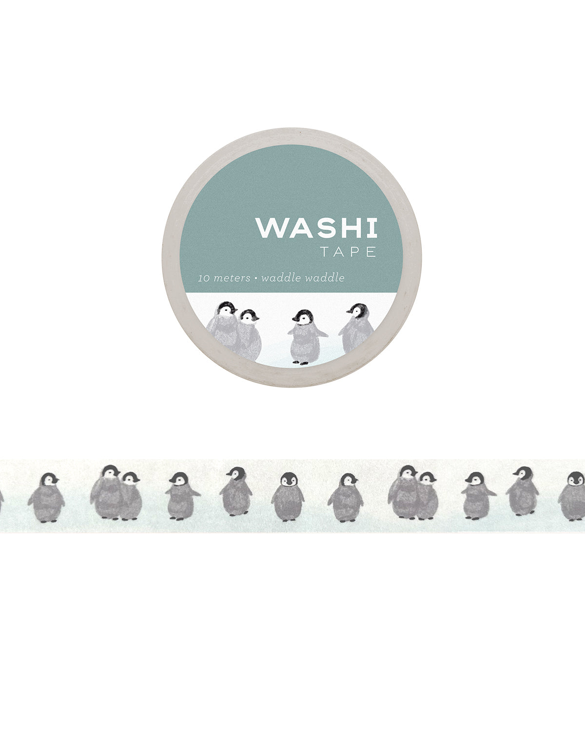 Washi tape with penguin design on a white background