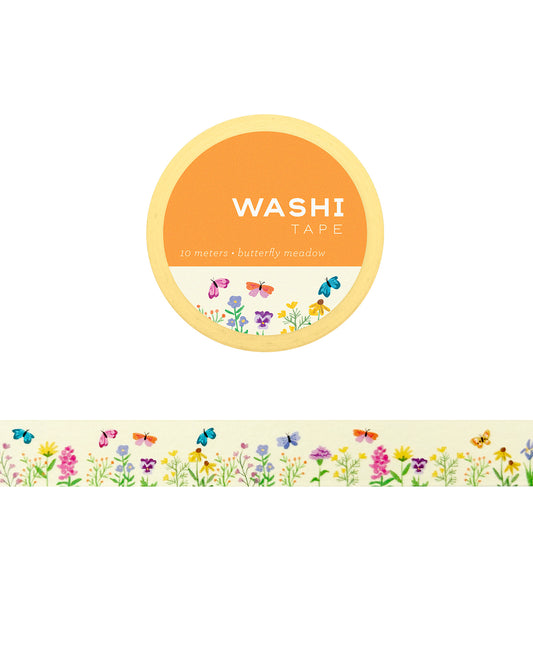 Washi tape with floral and butterfly design.