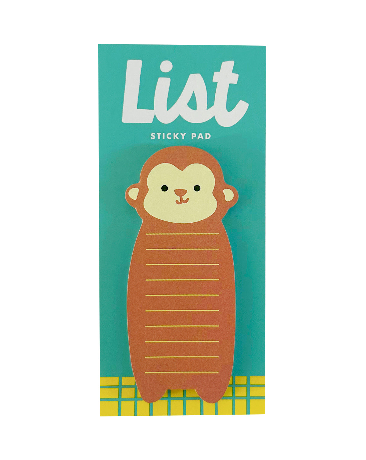 Monkey shaped die cut sticky notes with a mint green package card. 