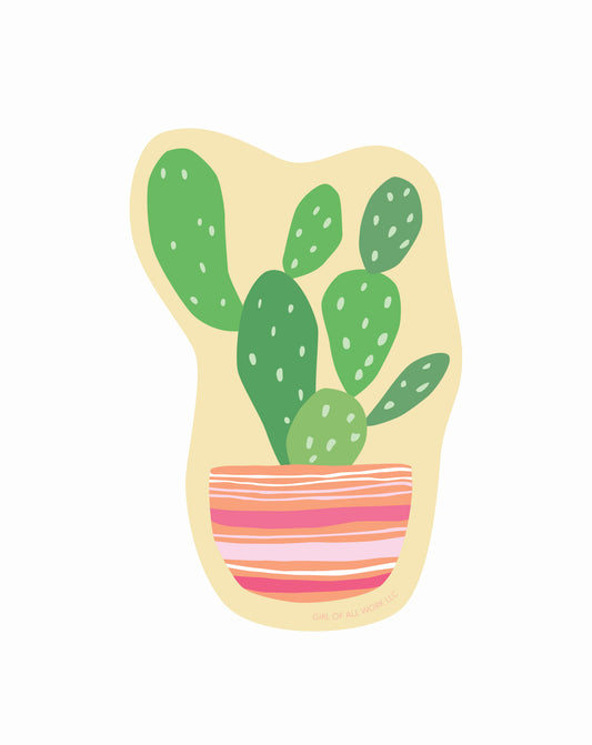 Vinyl sticker with a cactus design on a beige background
