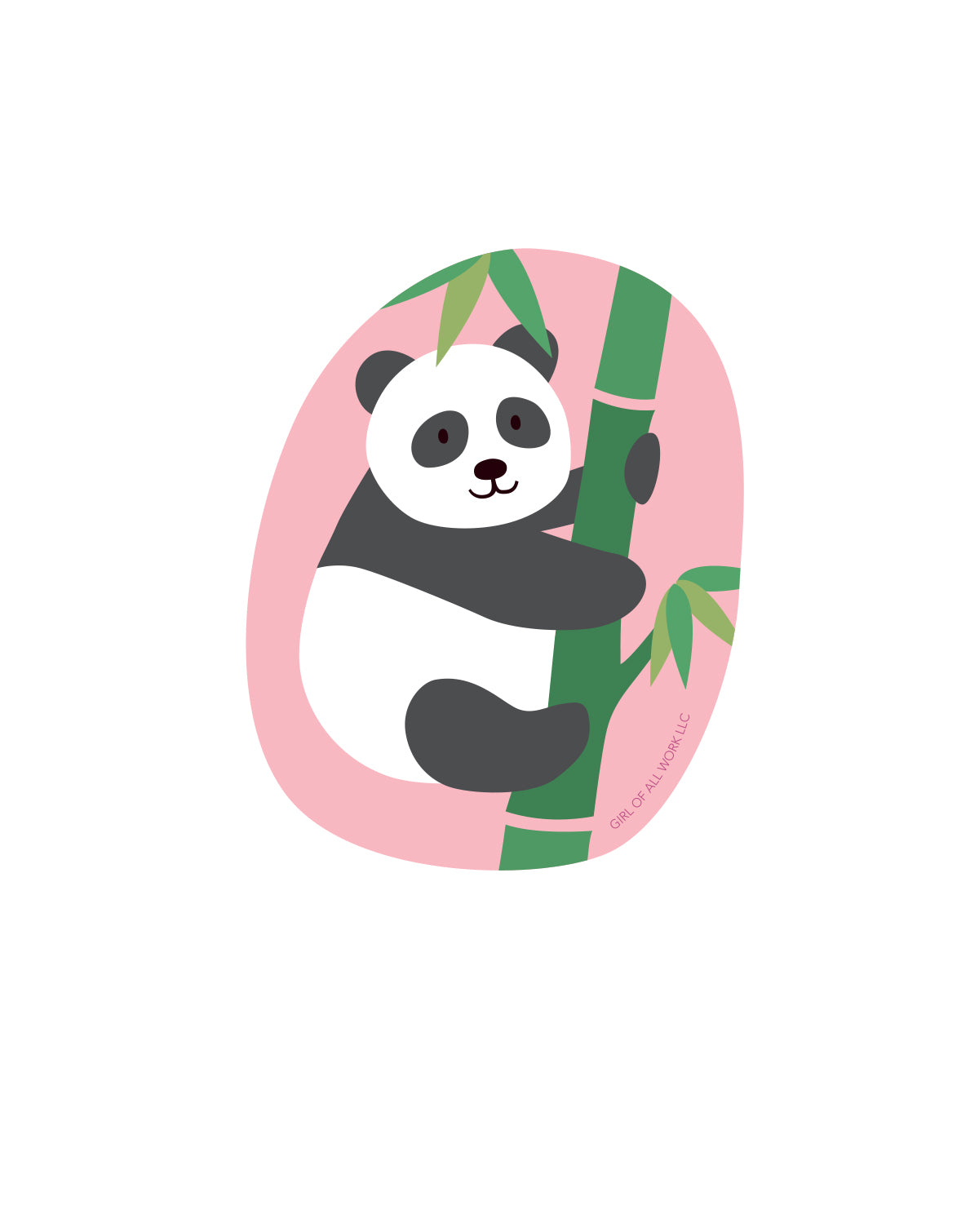 Vinyl sticker featuring a panda clinging to a bamboo stalk on a white background