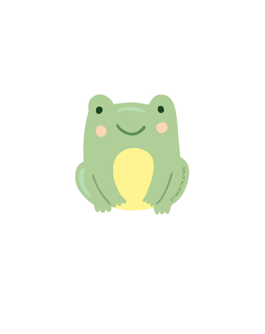 Cute frog vinyl sticker on a white background