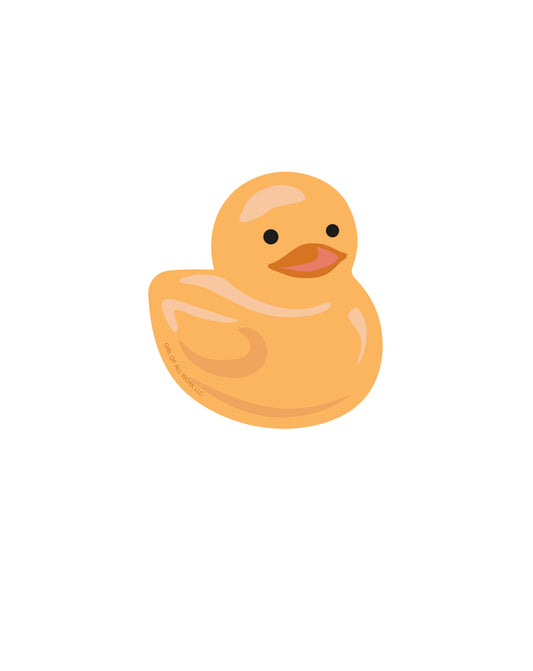 Cute yellow duck vinyl sticker with a die-cut shape.