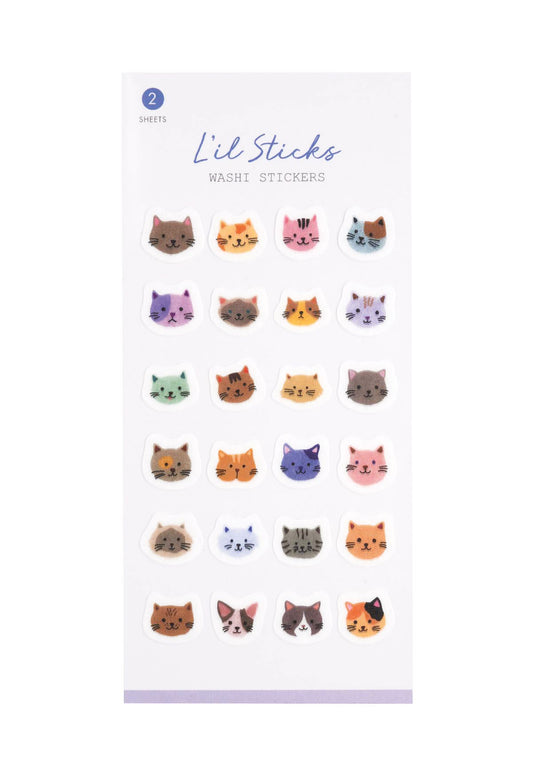 Package of cat-themed stickers with 'Lil Sticks' branding on a white background