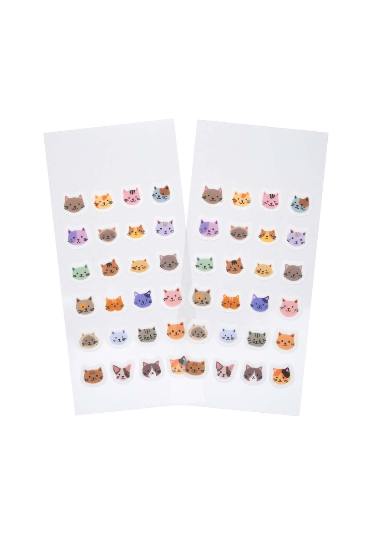 2 sheets of cat-related washi stickers on a white background