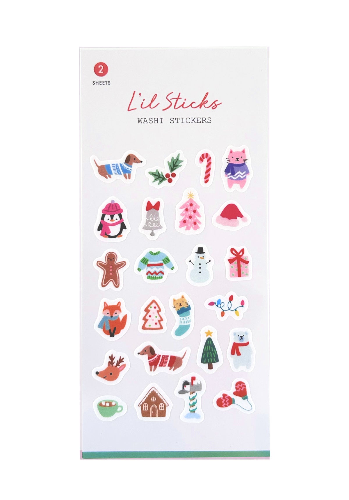 Pack of 'Lil Sticks Washi Stickers with Christmas-themed designs on a white background.